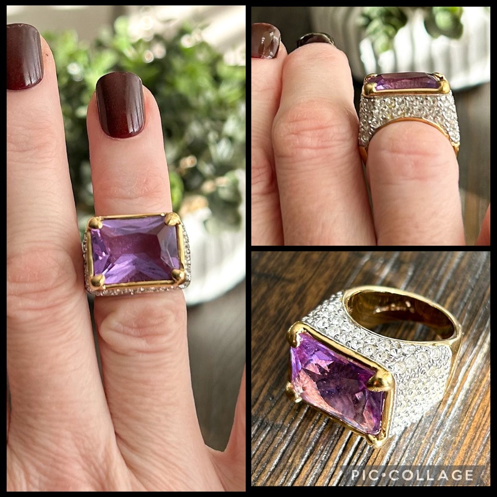 Joan Rivers Fashion Amethyst Ring with Rhinestones (RARE!!)